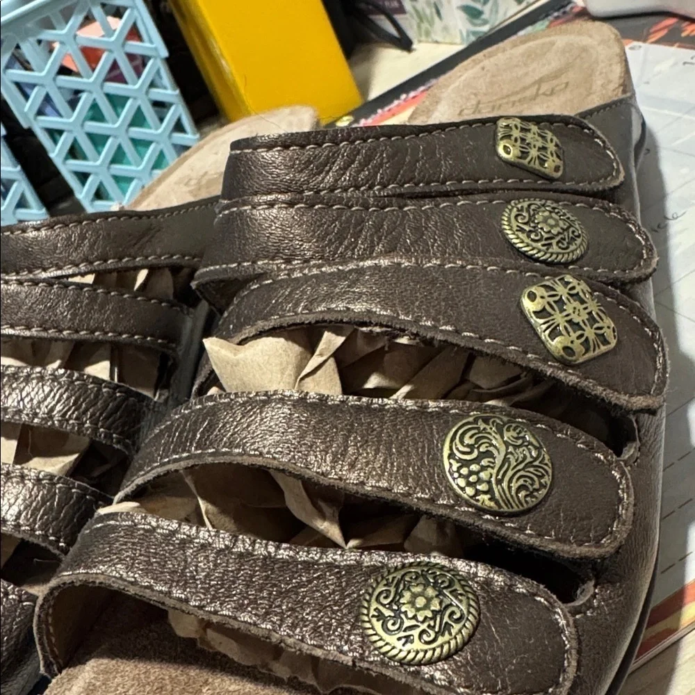 Dansko Janie sandals slide on Brown Leather Bronze Comfort 41  US 11 11.5